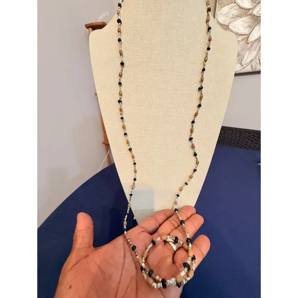 Vintage 50” Genuine Stone Beaded Endless Necklace